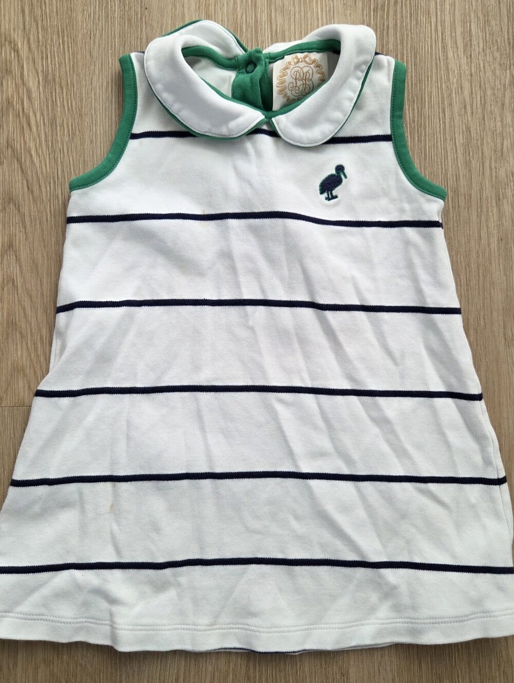 Beaufort Bonnet Company TBBC White & Navy Striped Sleeveless Polo Tank Top 4t